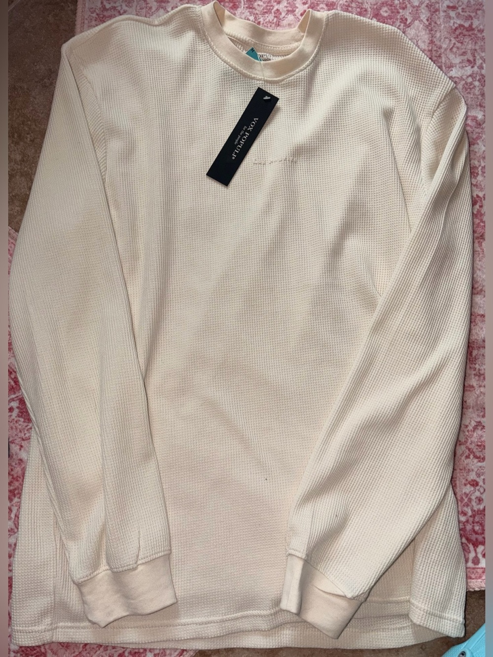 Cream Thermal Knit Long-Sleeve Sweater